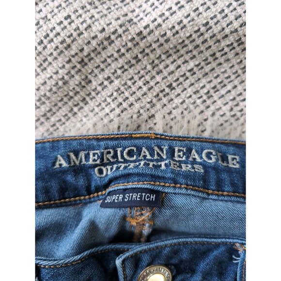 American Eagle Super Stretch Denim Jeans 10 Blue Mid Rise Skinny Medium Wash - Picture 5 of 9